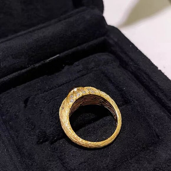 Men's Women's 14k Gold Plated Solid Sterling Silver Tiger's Eye ced CZ Ring - Picture 6 of 6